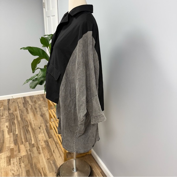 Kate Hewko Bat Wing Jacket Mixed Material One Size Black Washed Gray Streetwear - Picture 11 of 14